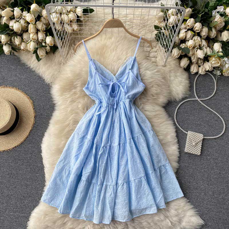 Heart Shaped Sweet Lace Hollow Open Back Beach Women's Dress Heart Shaped Sweet Lace Hollow Open Back Beach Women's Dress