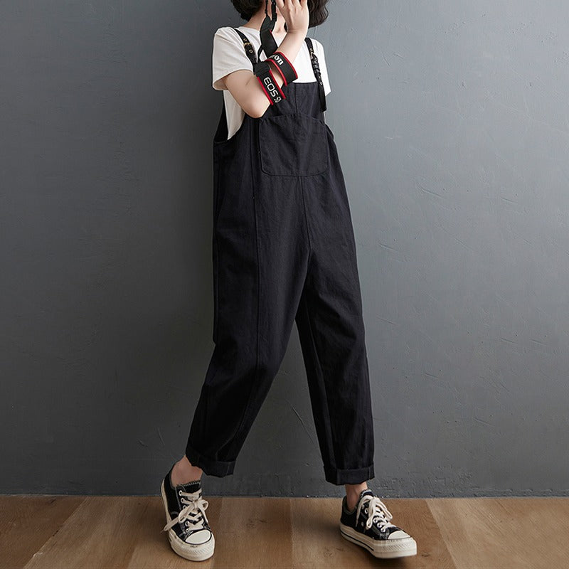 Solid Color Crotch Casual Women's Overall