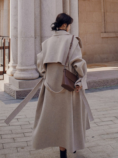 Mid-Length Loose Hepburn Style Woolen Women's Coat