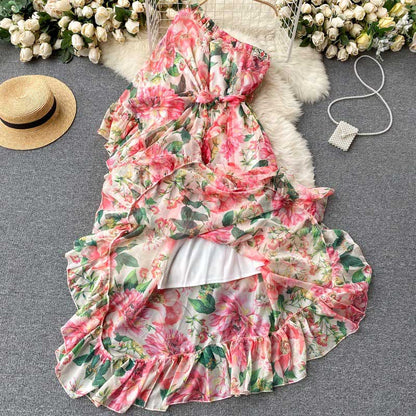 American Chic Floral Scheming Lotus Leaf Women's Dress - Harmony Gallery