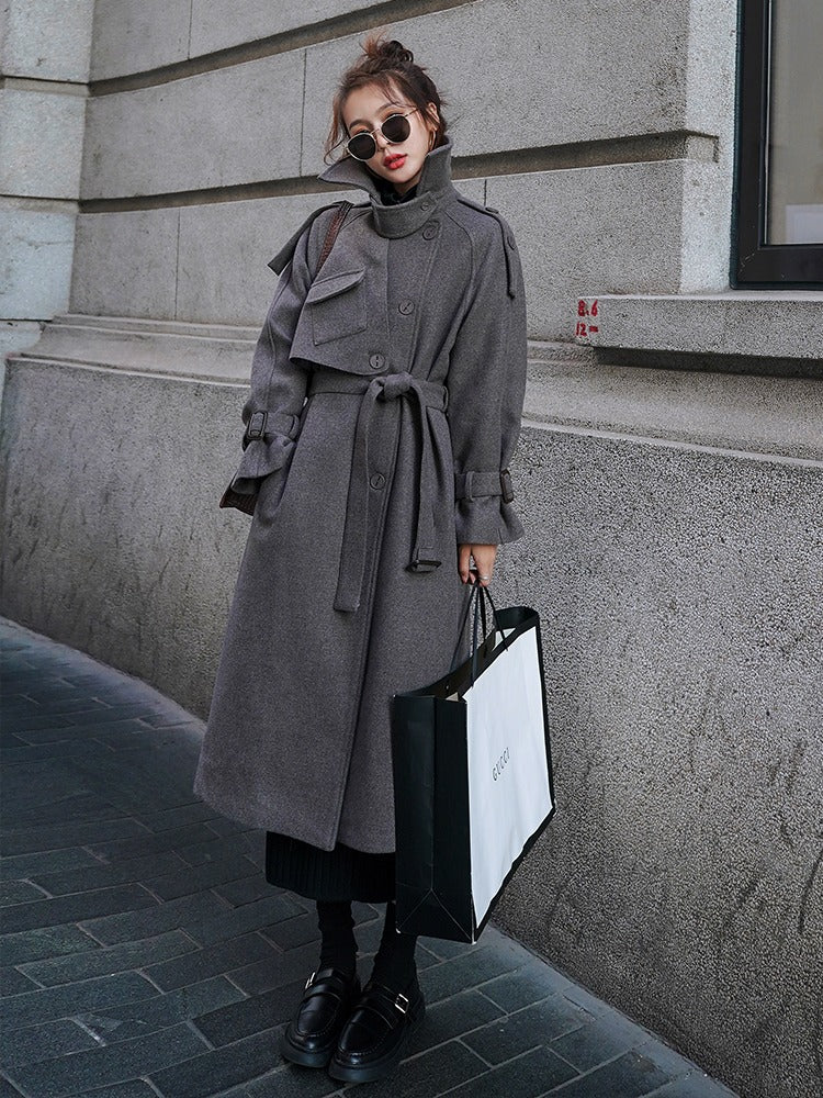 Hepburn Style High-End Fashion Woolen Women's Coat - Harmony Gallery