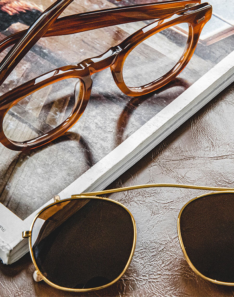 Handmade Depp Round Frame Detachable Dual-use Polarized Men's Sunglasses Gold