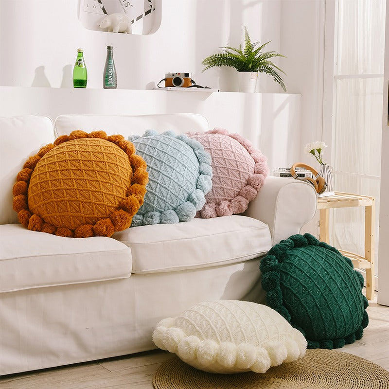 Cute Knitted Nordic Sunflower Balcony & Sofa Futon Cushion - Harmony Gallery