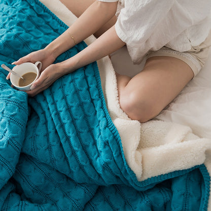 Princess Wind Knitted Tassel Plus Velvet Towel Sofa Blanket