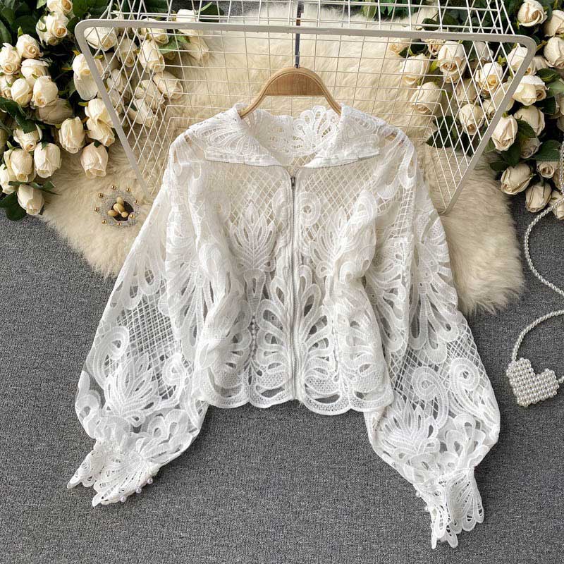 Hollow Lace-Up Temperament Stand-Up Collar Slim Women's Top - Harmony Gallery