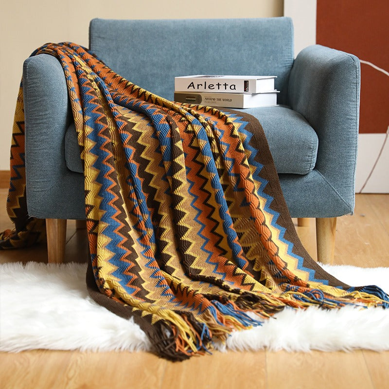 Bohemian Ethnic Knitted Decoration Tapestry Blanket - Harmony Gallery