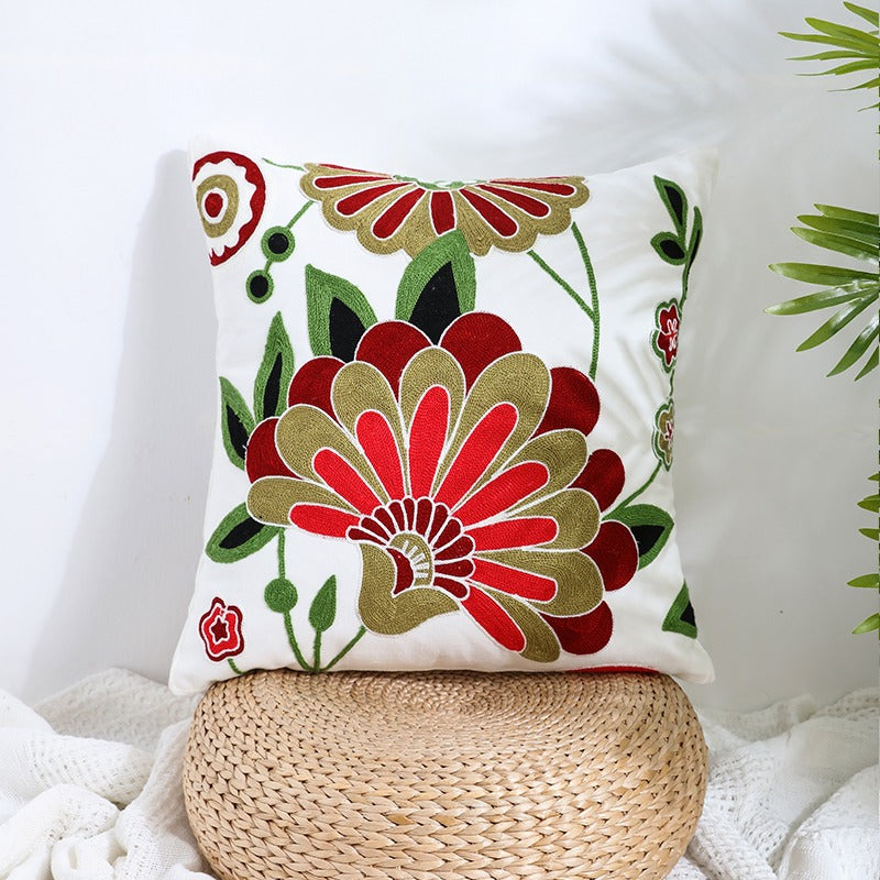American Embroidery Cotton Living Room Sofa Cushion - Harmony Gallery