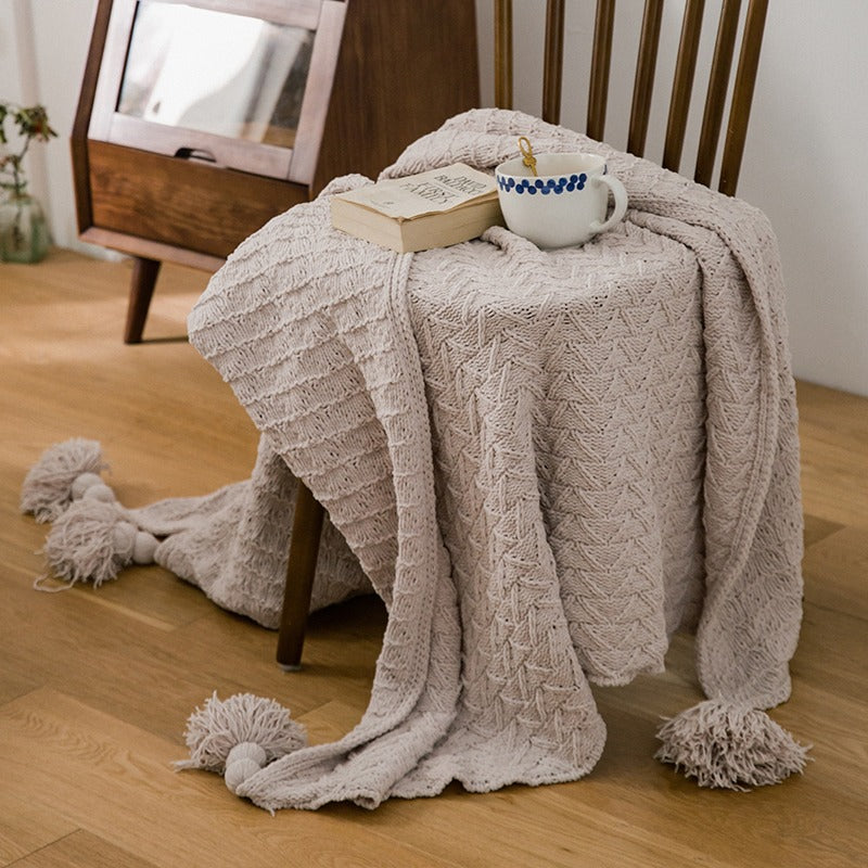 Knitted Nordic Quilt Tassel Winter Sofa Blanket