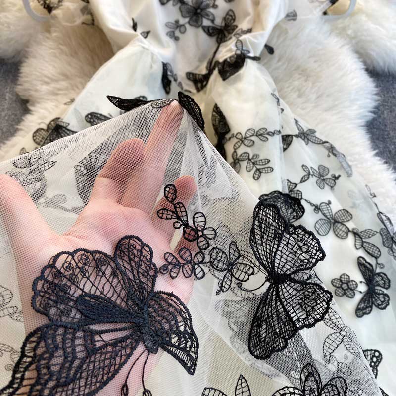 Retro Embroidery Trendy Butterfly Short Sleeved Women's Dress Retro Embroidery Trendy Butterfly Short Sleeved Women's Dress