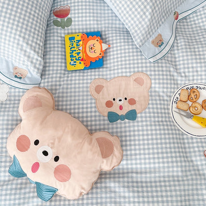 Cute Strawberry Bear Washed Cotton Four-Piece Bed Set - Harmony Gallery