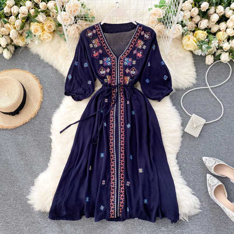 Bohemian Retro Folk Style Embroidery Women's Dress Bohemian Retro Folk Style Embroidery Women's Dress
