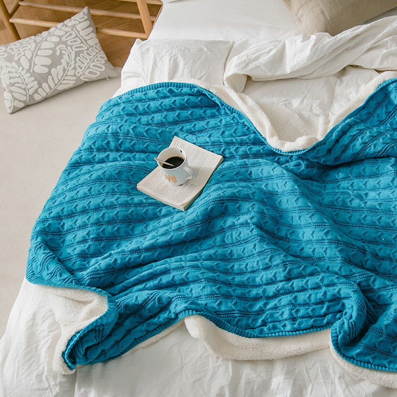Princess Wind Knitted Tassel Plus Velvet Towel Sofa Blanket - Harmony Gallery