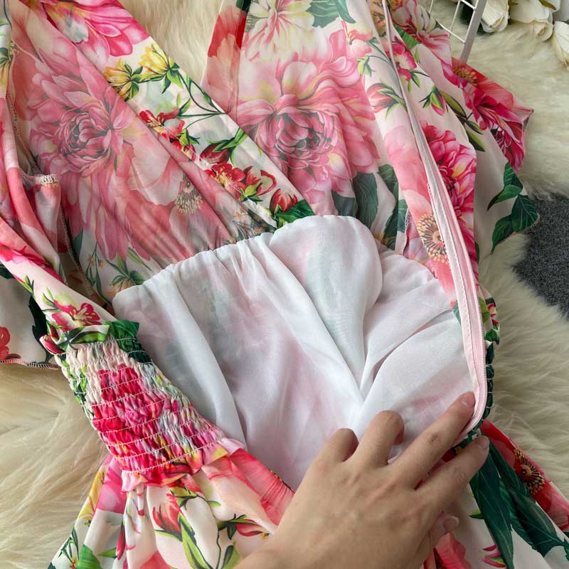 Elegant Trendy Fairy Printed Chiffon Summer Holiday Women's Dress