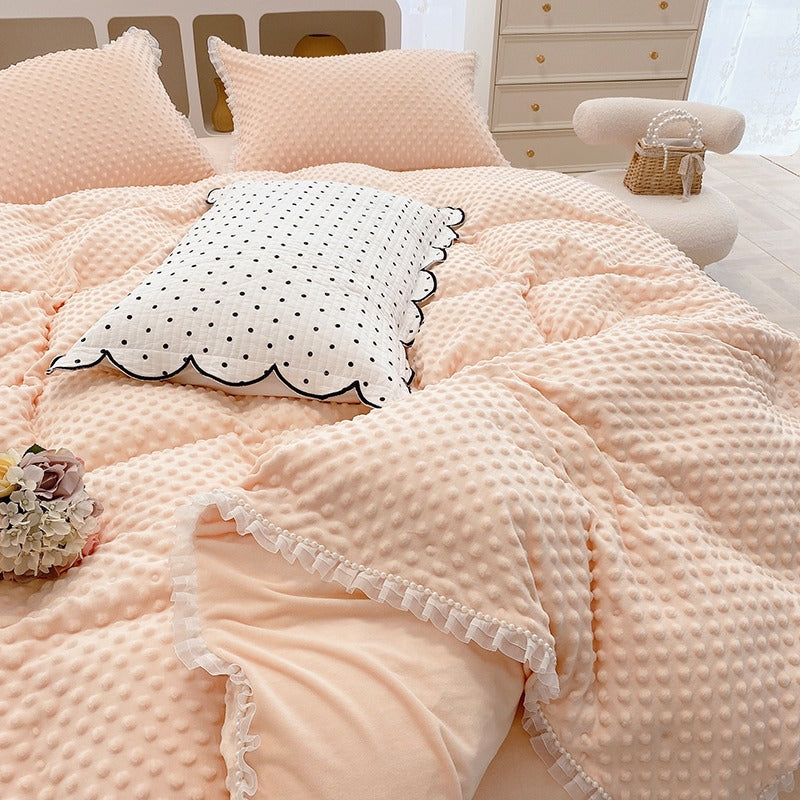Princess Winter Milk Four-Piece Double-Sided Velvet Bed Set