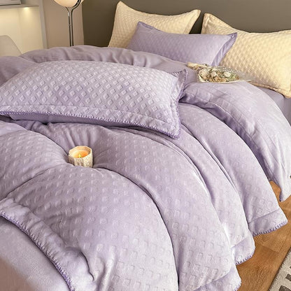 Waffle Velvet Four-Piece Flannel Winter Thickened Bed Set - Harmony Gallery