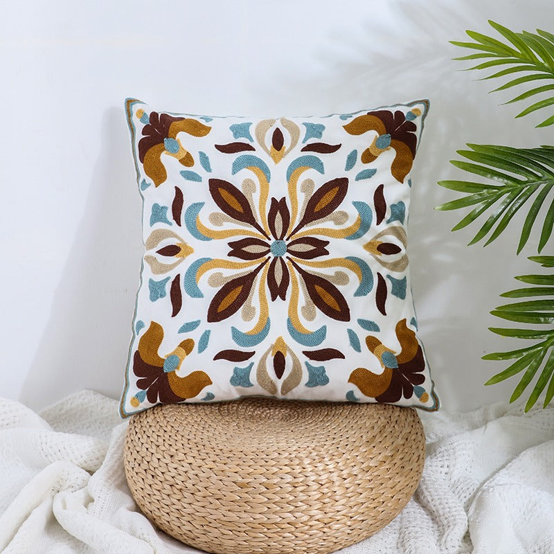 American Embroidery Cotton Living Room Sofa Cushion