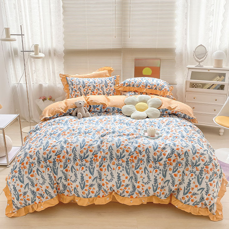 Pastoral Style Printed Four-Piece Pure Cotton Bed Set - Harmony Gallery