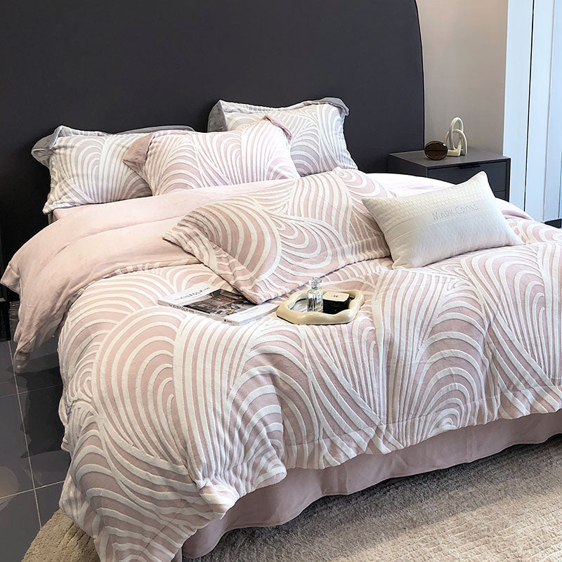 Luxury High-End Milk Velvet Set Winter Warm Cover Bed Set - Harmony Gallery