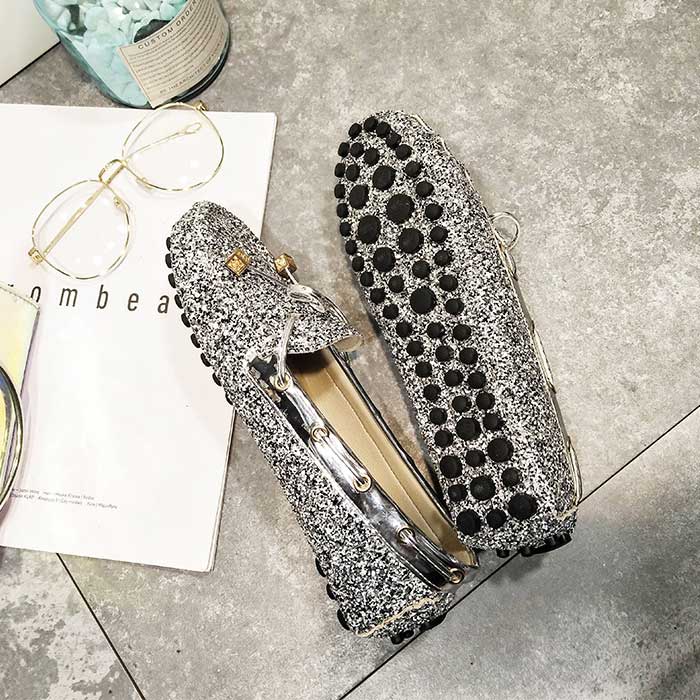 Sequined Soft All-Match Flat Bottom Trendy Women's Loafer