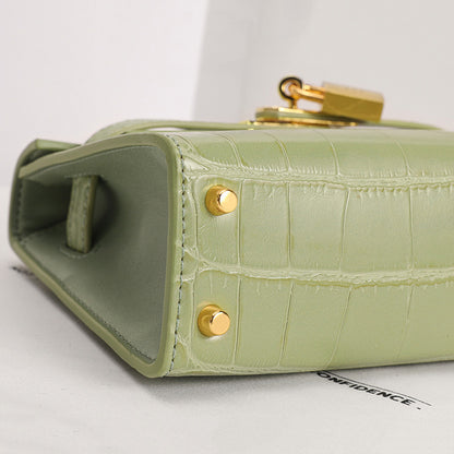Kelly Leather Crocodile Pattern Women's Portable Bag