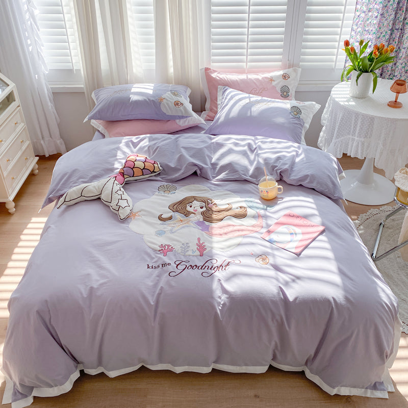 Mermaid Princess Washed Cotton Four-Piece Bed Set – Harmony Gallery