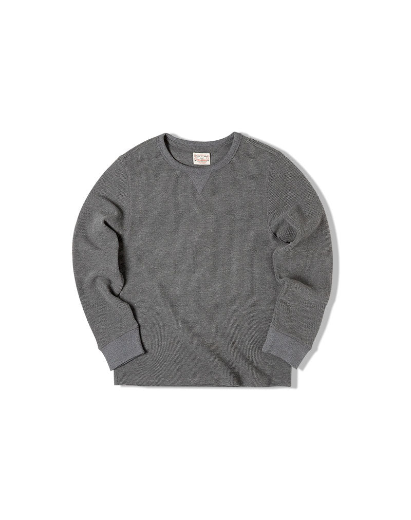 American Retro Heavy Waffle Long-Sleeved Gray Knitted Men's Sweater