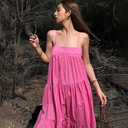 French Sweet Pink Temperament Long Skirt Women's Dress - Harmony Gallery