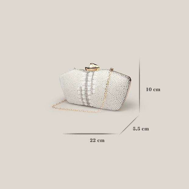 High-End Diamond Rose Pearl Chain Niche Design Clutch Bag - Harmony Gallery