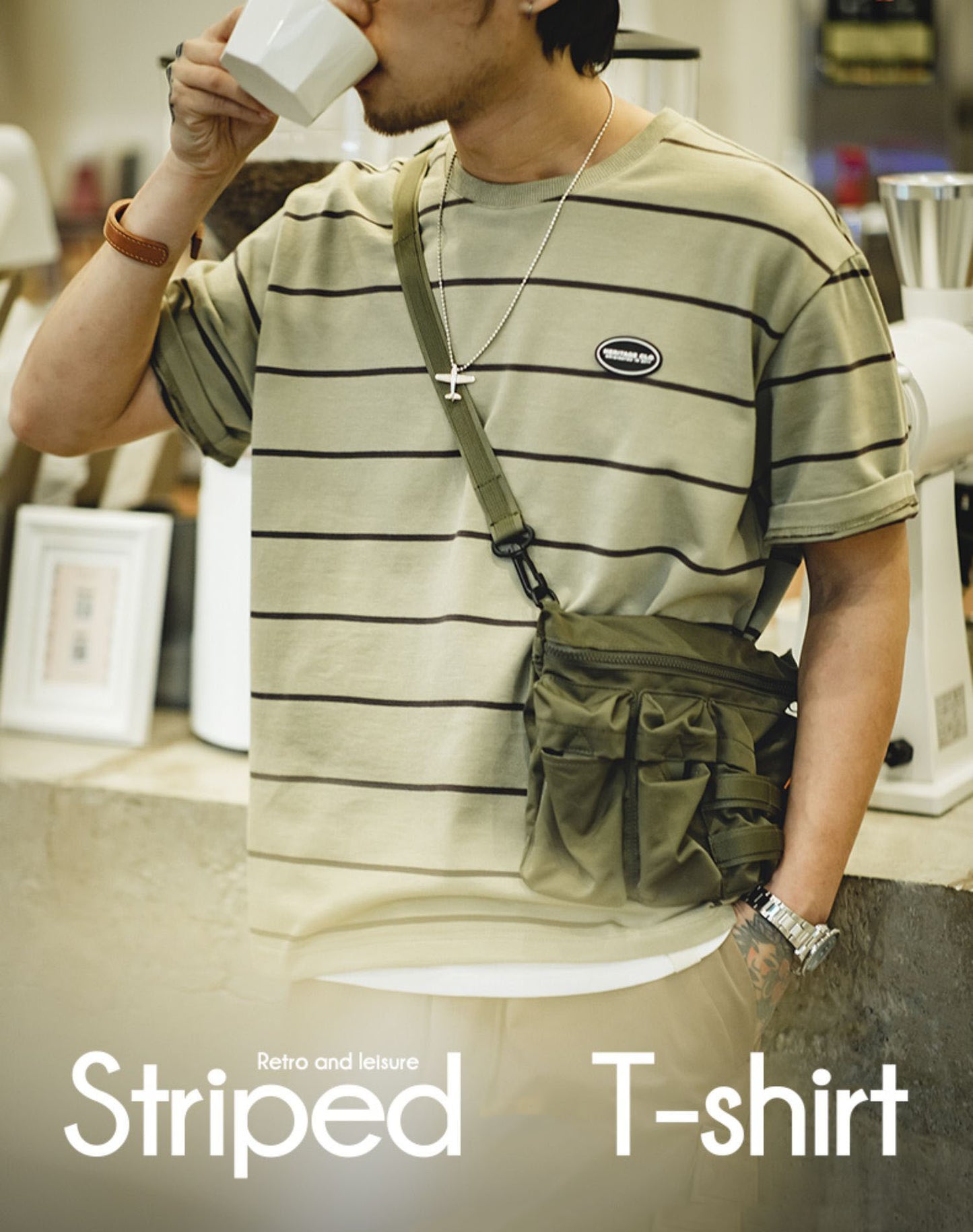 Tooling Retro Stripe Loose Sea Soul Men's T-Shirt