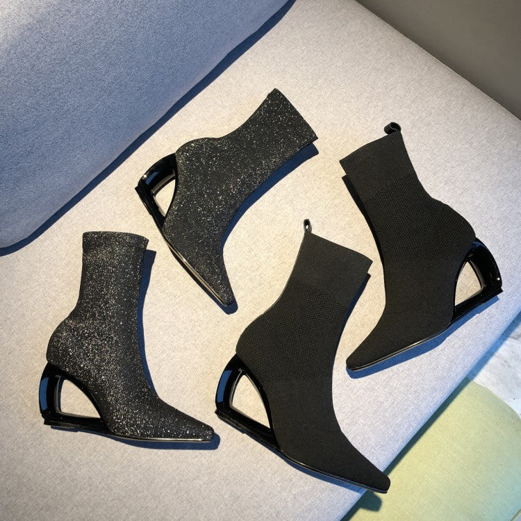 High-Heeled Celebrity Skinny Elastic Hollow Women's Boots
