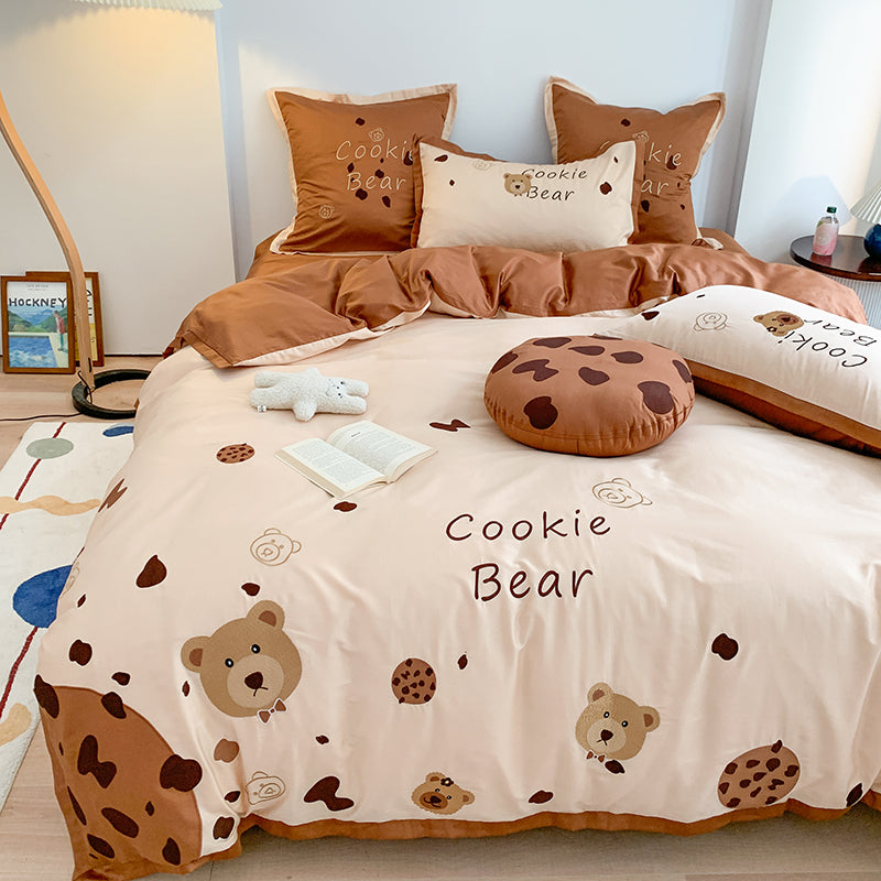 Six-Piece Embroidery Cute Cartoon Cookie Bear Bed Set - Harmony Gallery