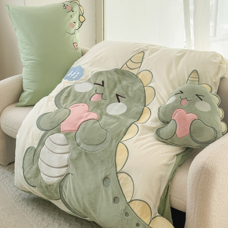 Little Dinosaur Washed Cotton Embroidery Four-Piece Bed Set - Harmony Gallery