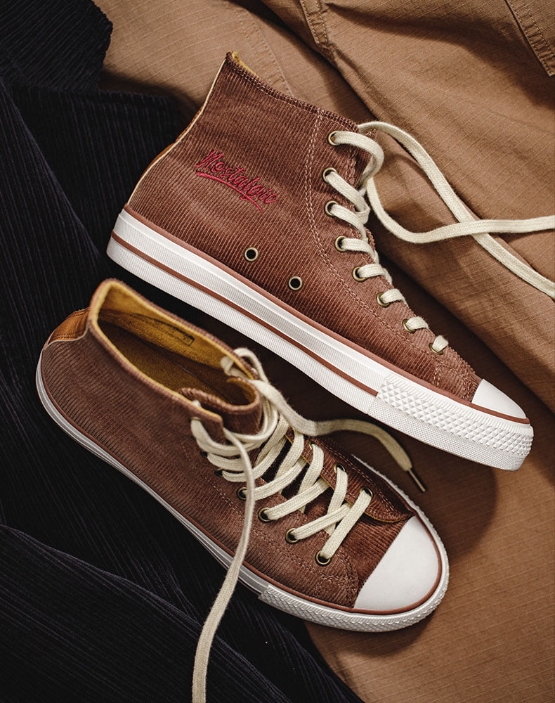 Corduroy High-Top All-Match Casual Men's Canvas Shoes - Harmony Gallery