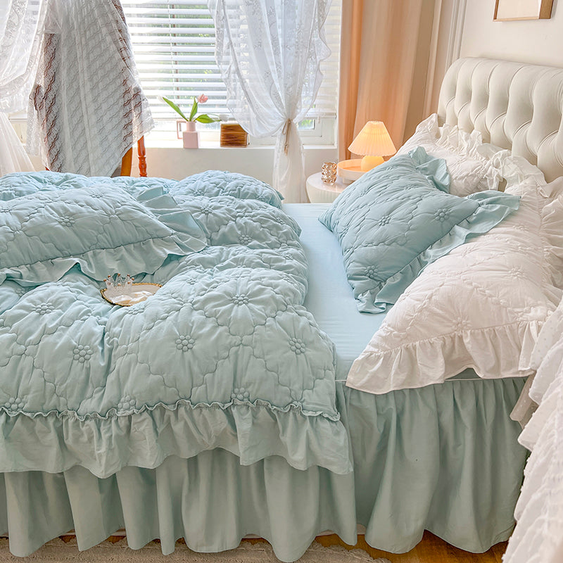 Blue Ruffle Bed Set