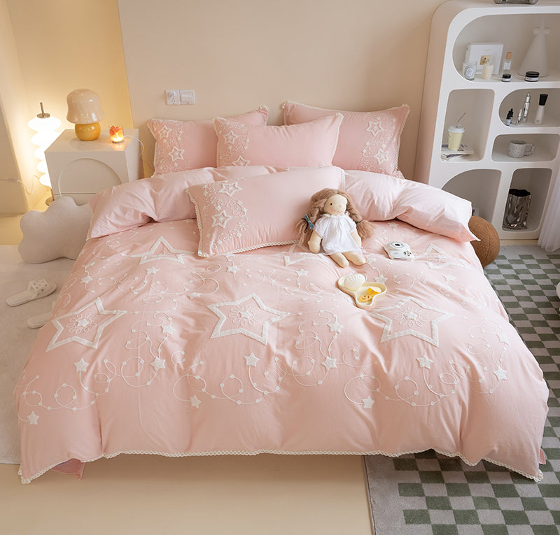 Light Luxury Cotton Four-Piece Set Fresh Princess Bed Sheet - Harmony Gallery
