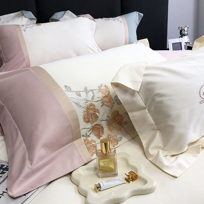 Light Luxury Embroidery Pure Cotton Quilt Cover Bed Set