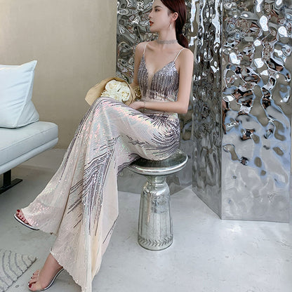 Banquet Skirt Mermaid Advanced Texture Elegant Host Women's Dress