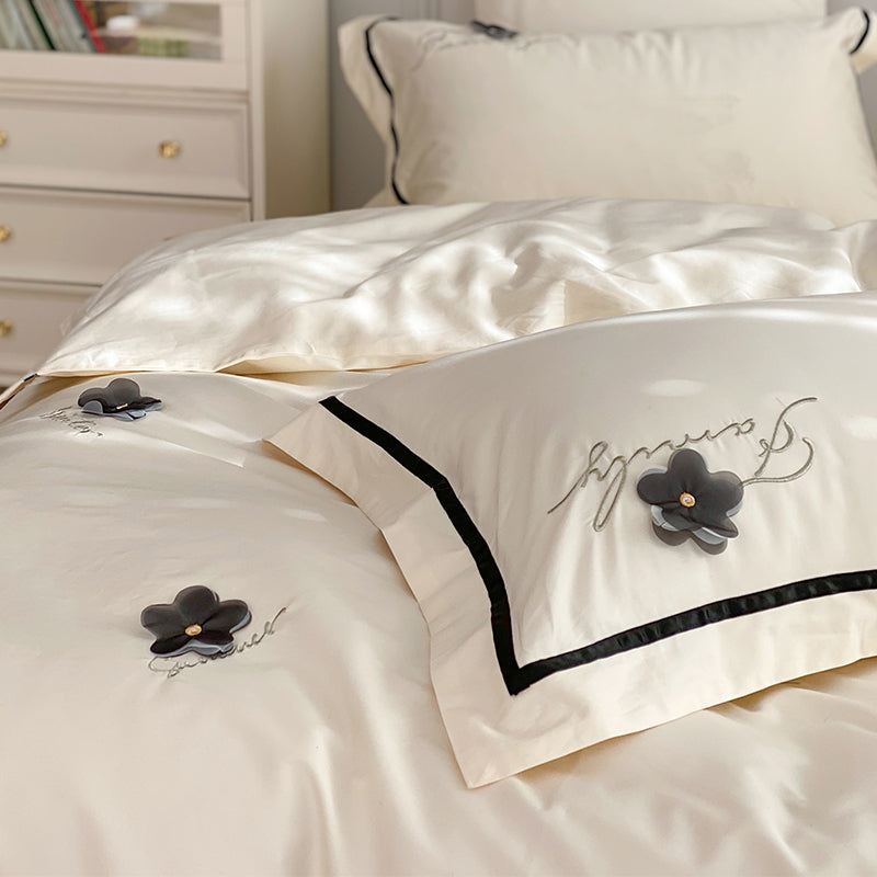 Pure Cotton Four-Piece Princess Style Embroidery Bed Set - Harmony Gallery