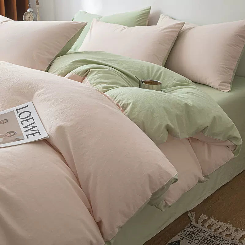 Simple Washed Cotton Set Pure Quilt Cover Bed Set