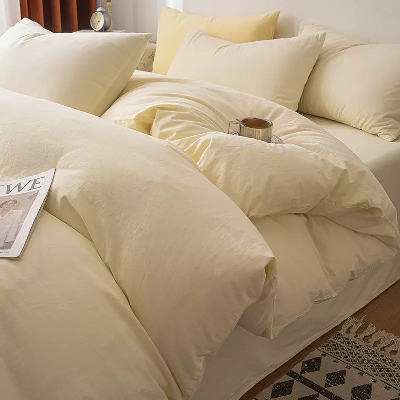High-Grade Simple All Cotton Four-Piece Bed Set - Harmony Gallery