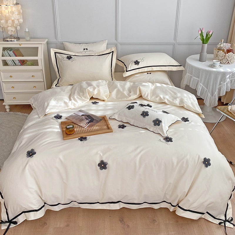 Pure Cotton Four-Piece Princess Style Embroidery Bed Set