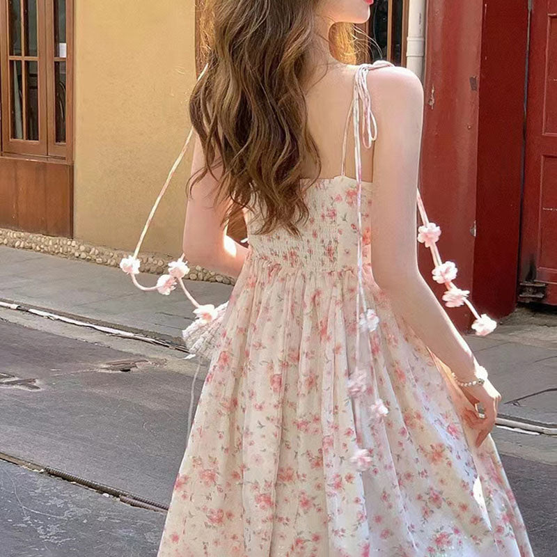 French First Love Pink Floral Bellflower Women's Dress - Harmony Gallery