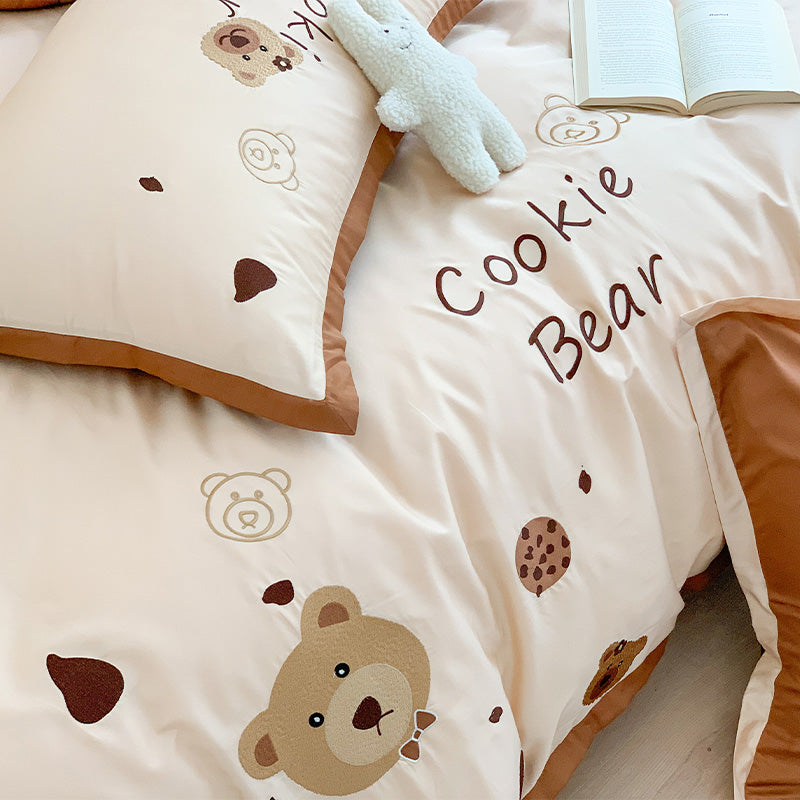 Six-Piece Embroidery Cute Cartoon Cookie Bear Bed Set - Harmony Gallery