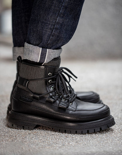 Retro British Leather High-Top Men's Thick-Soled Boot