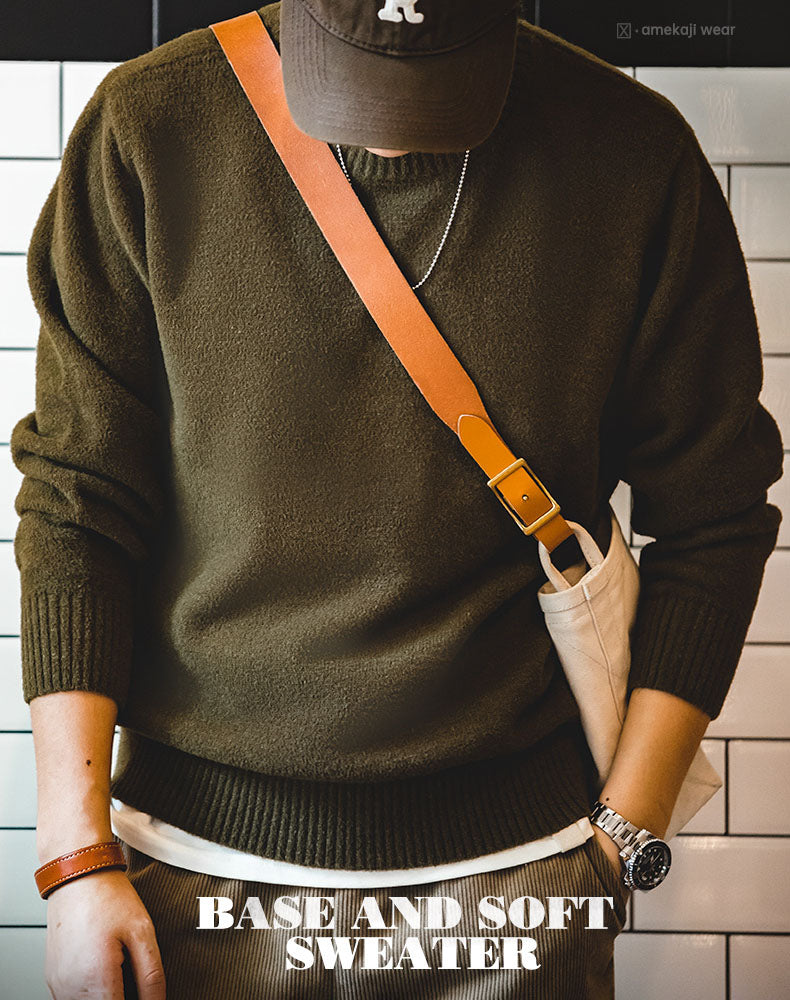 American Casual Velvet Warm Pullover Men's Sweater