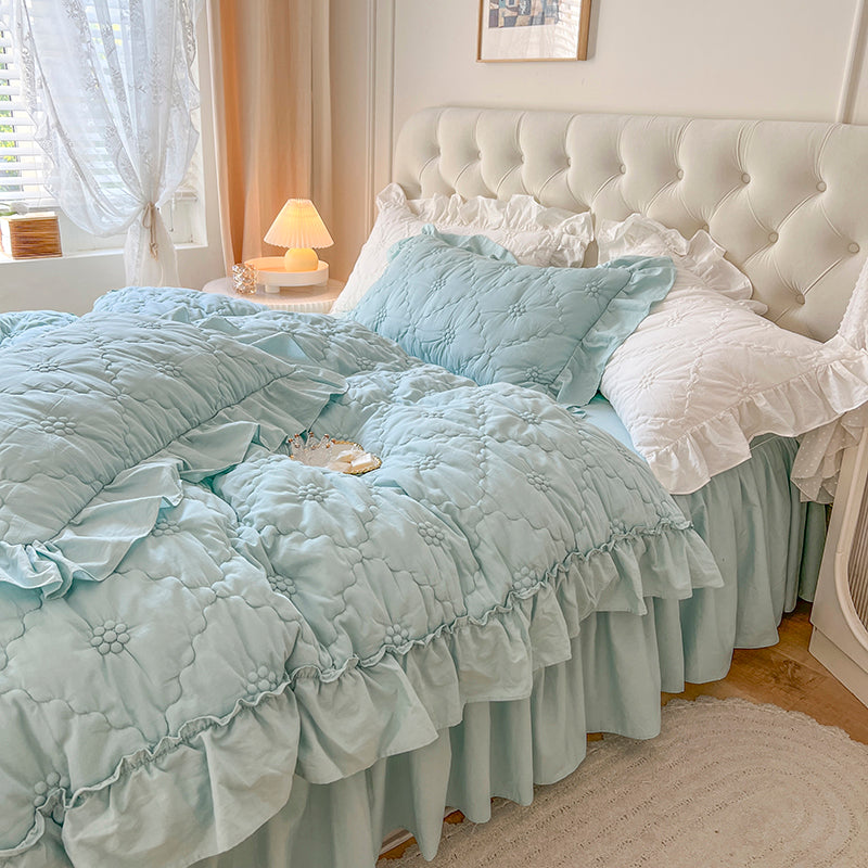 Blue Ruffle Bed Set