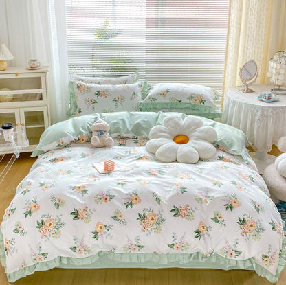 Pastoral Style Printed Four-Piece Pure Cotton Bed Set