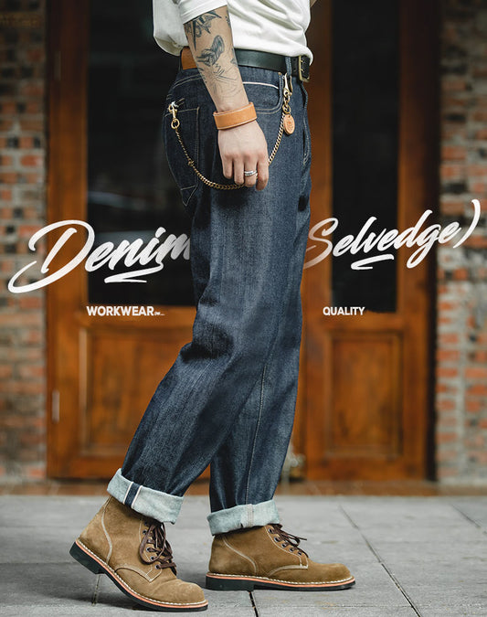 Tooling  Retro Denim Straight Long Men's Jeans - Harmony Gallery