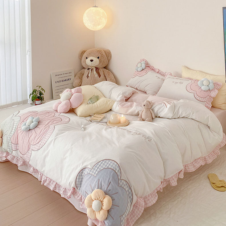 Princess Style Super Soft Floral Washed Cotton Four-Piece Bed Set ...