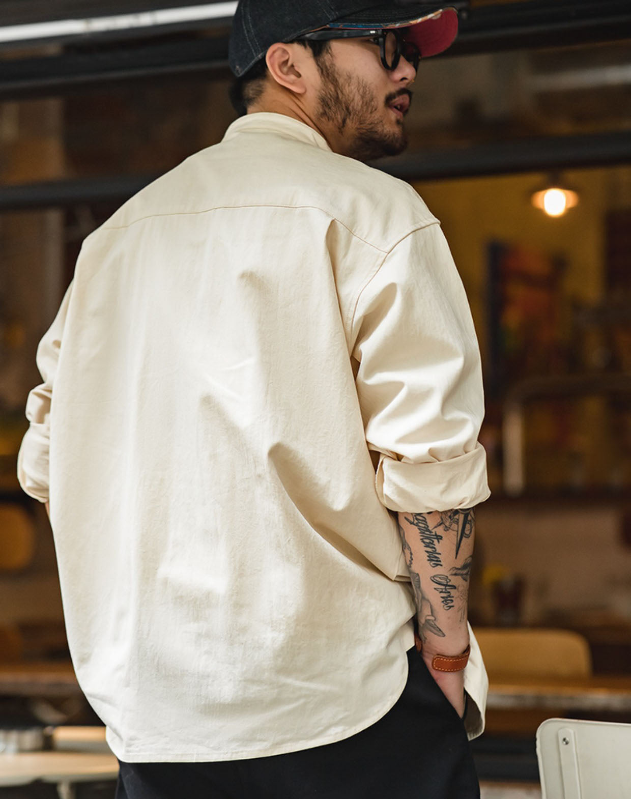 American Retro Cotton Stand-Up Collar Pocket Men's Jacket